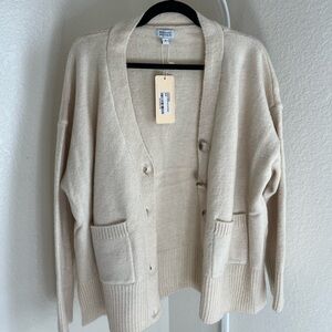 beginning boutique heathers button up cardi beige